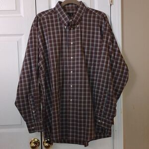 Jos. A Bank Travels Collection brown and blue button down dress shirt  Sz L